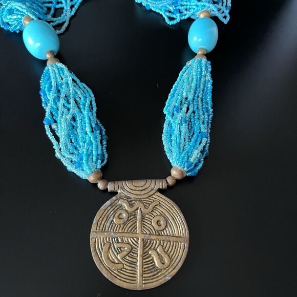 Tribal Multi Strand Seed Bead Statement Necklace - Picture 6 of 6